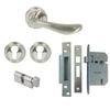 Miles Nelson Satin Nickel Anzio Round Rosette Entrance Set