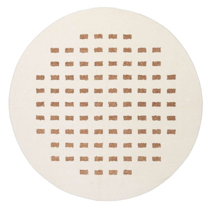 Loopsie-120cm X 120cm-balan Cream And Brown Rectangles Washable Round Rug