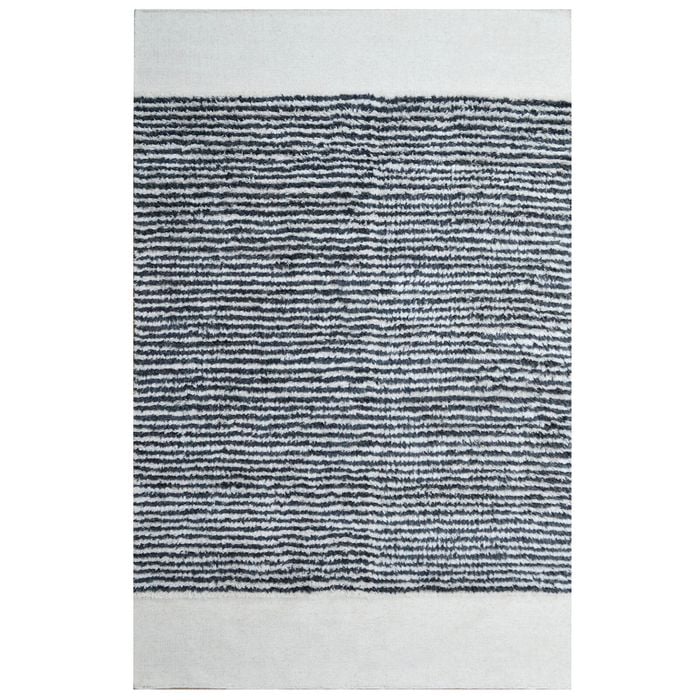 Handwoven Abstract Wool Rug-6317-Ivory/Charcoal-190x280cm