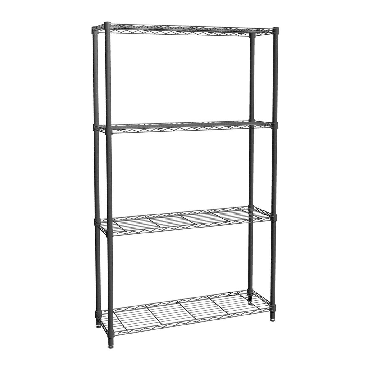 Pinnacle 1600 x 900 x 300mm 4 Tier Black Chrome Wire Shelving Unit ...