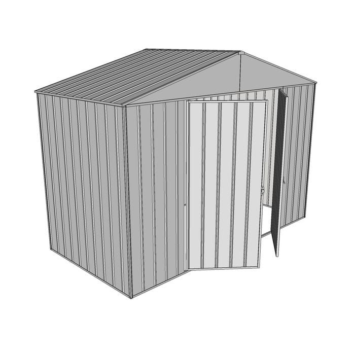 Build-a-Shed 3.0 x 1.5 x 2.3m Front Gable Double Hinged Doors Narrow Shed - Zinc