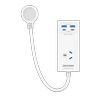 Jackson White PD20W 1 Outlet Adaptor With USB 2A/2C