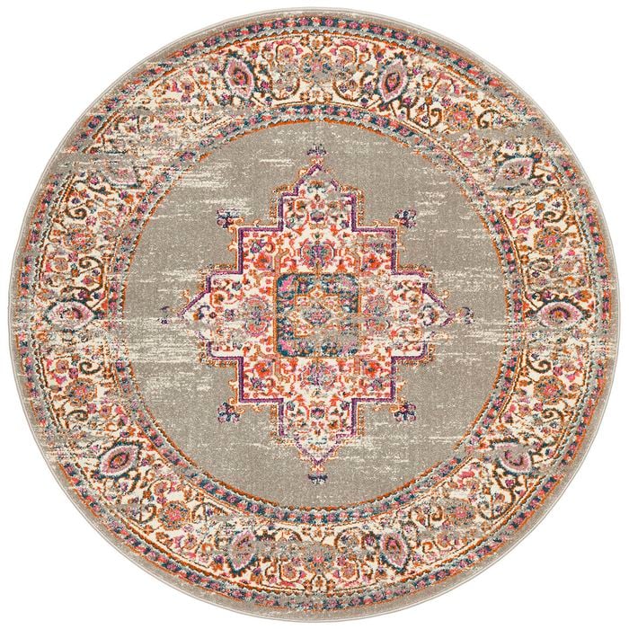 The Rug Connection Garden 211 Silver 150x150cm - Small Round Transitional Pet Friendly Indoor Rug