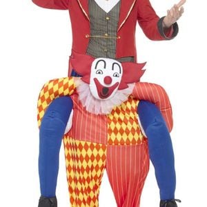 Colourful Clown Mens Piggyback Fancy Dress Costume - One Size