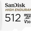 SanDisk 512GB High Endurance Video microSDXC Card with Adapter for Dash Cam and Home Monitoring Systems - C10, U3, V30, 4K UHD,