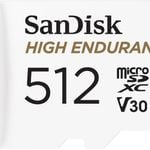 SanDisk 512GB High Endurance Video microSDXC Card with Adapter for Dash Cam and Home Monitoring Systems - C10, U3, V30, 4K UHD,