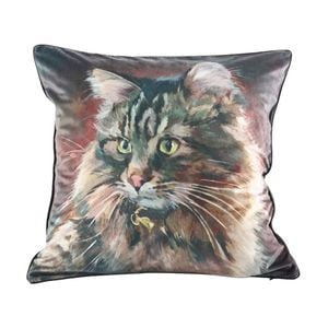 MM Linen Pawtrait Velvet Cat & Mouse Home Decor Cushion 50x50cm