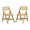 Oikiture 2x Dining Chairs Folding Rattan Chair Wooden Natural