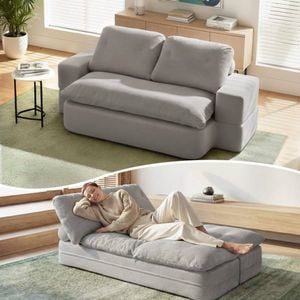Homfurn Convertible Folding Sofa Bed 2-seater Corduroy 30d High-density Foam Boneless Couch Grey