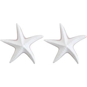 2PK LVD Starfish Organic Ceramic Figurine Home Decor Medium White