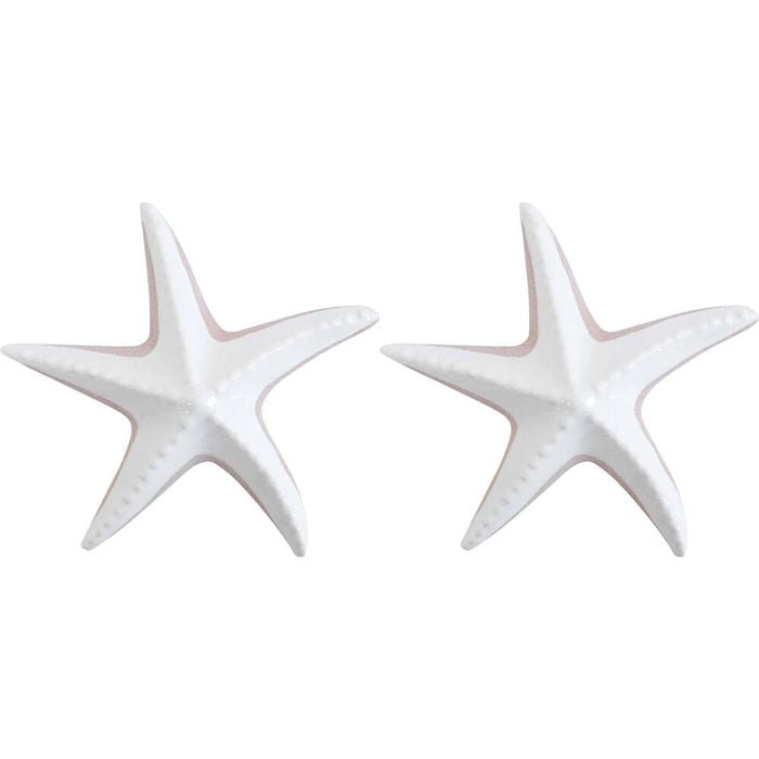 2PK LVD Starfish Organic Ceramic Figurine Home Decor Medium White