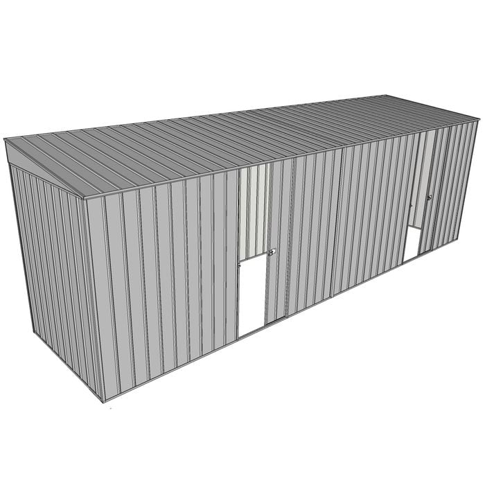 Build-a-Shed 1.5 x 6 x 2m Dual Sliding Side Door Skillion Shed - Zinc