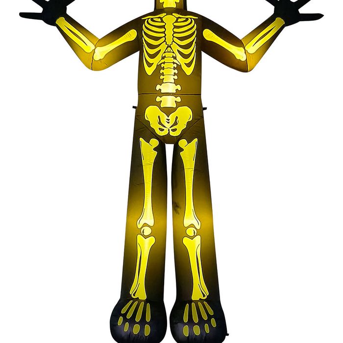 Rubies Skeleton Inflatable 10FT Tall LED Light Up Halloween Garden Decor - Black