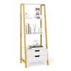 Costway Ladder Bookshelf Display Rack Drawer Bookcase White