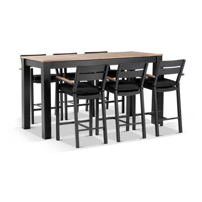 Balmoral 2M Aluminium Bar Table With 6 Capri Bar Stools