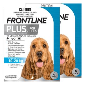 Frontline Plus For Medium Dogs 10 To 20kg (blue) 12 Pipettes