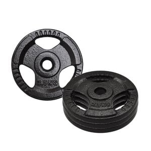 4 Pack of 2.5kg - Total 10kg Standard 26.5mm Triple Handle Hammertone Cast Iron Weight Plate