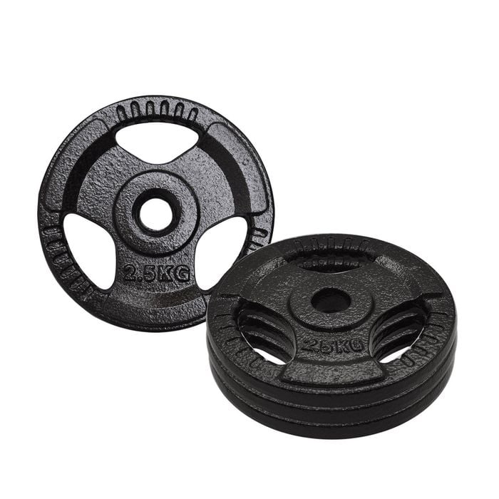 4 Pack of 2.5kg - Total 10kg Standard 26.5mm Triple Handle Hammertone Cast Iron Weight Plate