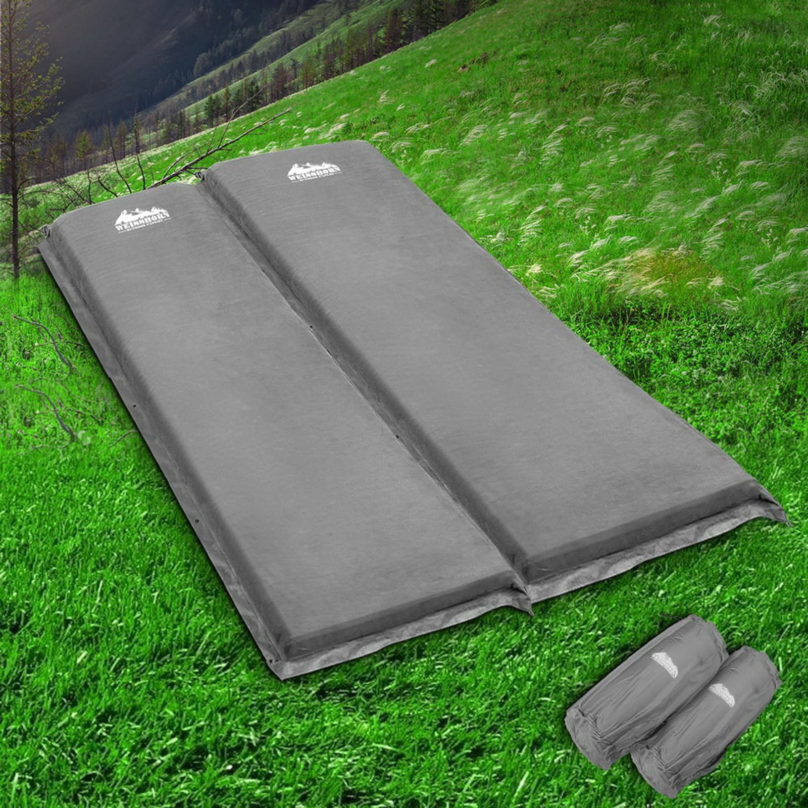 Self Inflating Mattress 10CM Thick Double Air Bed Grey Suede Surface Bunnings Australia