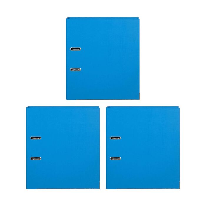 3x Marbig Pe Lever Arch File Folder A4 Document Filing Organiser Holder Sky Blue
