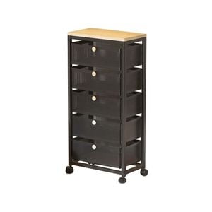 Mesh Cabinet Storage Organizer With Pull-out Basket 5-tier Black W/swivel Wheel Shelf Rolling Trolley Cart