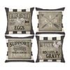 Catzon 4 Pcs Vintage Throw Pillow Covers Linen Farmhouse Home Decor-Set F