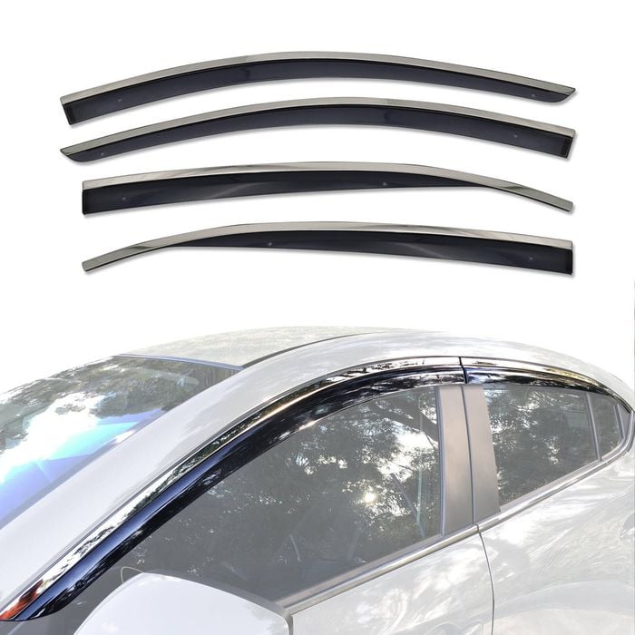 AUSGO Stainless Trim Weather Shields for Mazda 3 BM BN Series Sedan 2013-2019 Weathershields Window Visors Wind Deflectors