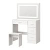 Oikiture Dressing Table Stool Set Large Makeup Mirror Vanity White