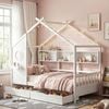Artiss Kids Single Bed Frame With 2 Drawers House Bed Solid Wood Montessori Bed Easy Assembly White