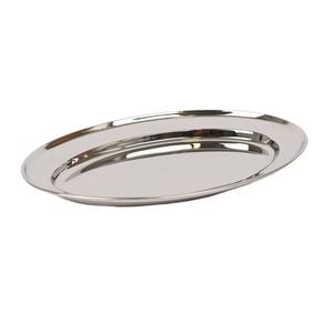 Argon Tableware Oval Serving Platter - 25 x 17cm - Stainless Steel Dinner Tray Oval Plate Small Appetizer Serving Dishes