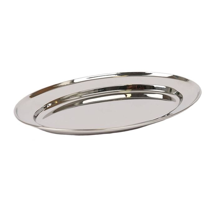 Argon Tableware Oval Serving Platter - 25 x 17cm - Stainless Steel Dinner Tray Oval Plate Small Appetizer Serving Dishes