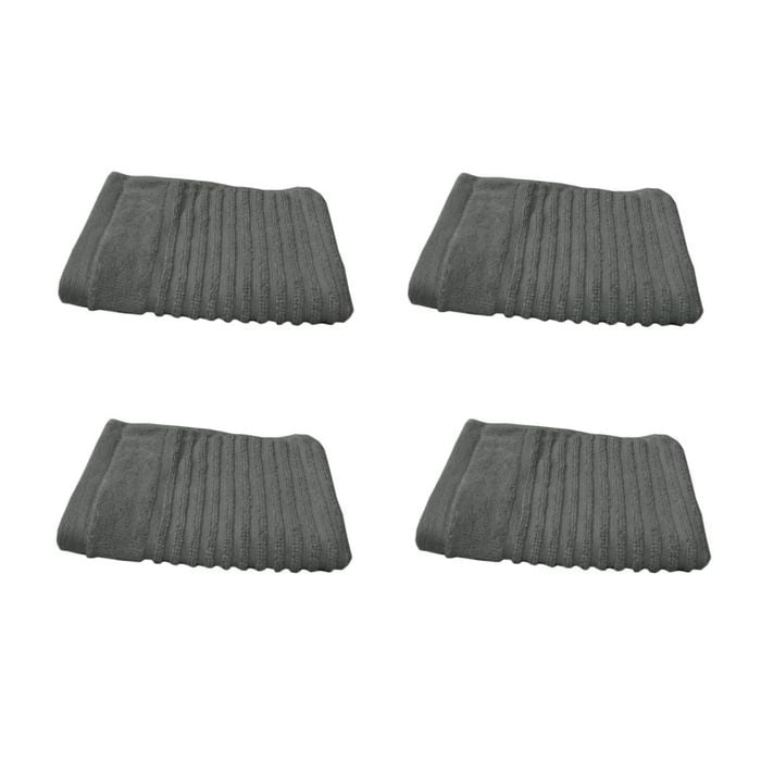 Set of 4 100% Cotton Face Washers Aspiree 33 x 33cm Granite