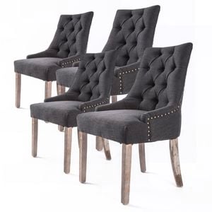 La Bella Set of 4 Black (Charcoal) Amour French Provincial Dining Chair
