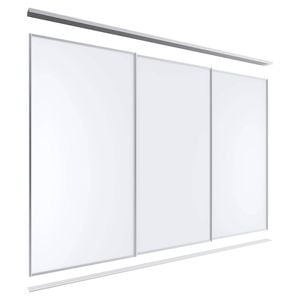 Lugna 2400 x 2701 - 3600mm Clear Anodised Frame Melamine Wardrobe Triple Sliding Doors