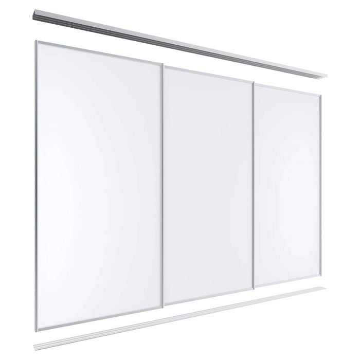 Lugna 2400 x 2701 - 3600mm Clear Anodised Frame Melamine Wardrobe Triple Sliding Doors