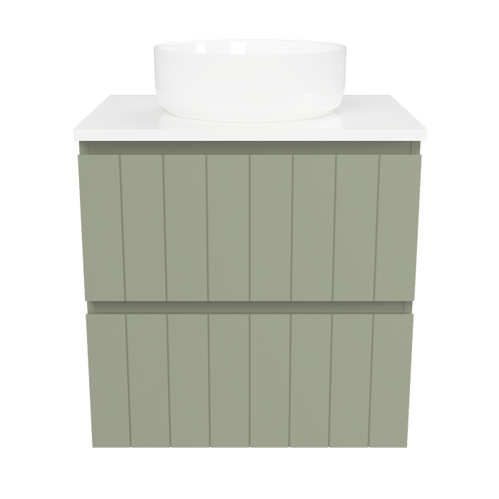 New England Joinery 600mm Splendor Centre Basin SilkSurface Top Wall Hung Vanity