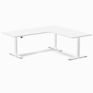 Desky L-Shape Sit to Stand White Melamine Desk 2000x1800mm - Right Return Height Adjustable White Leg