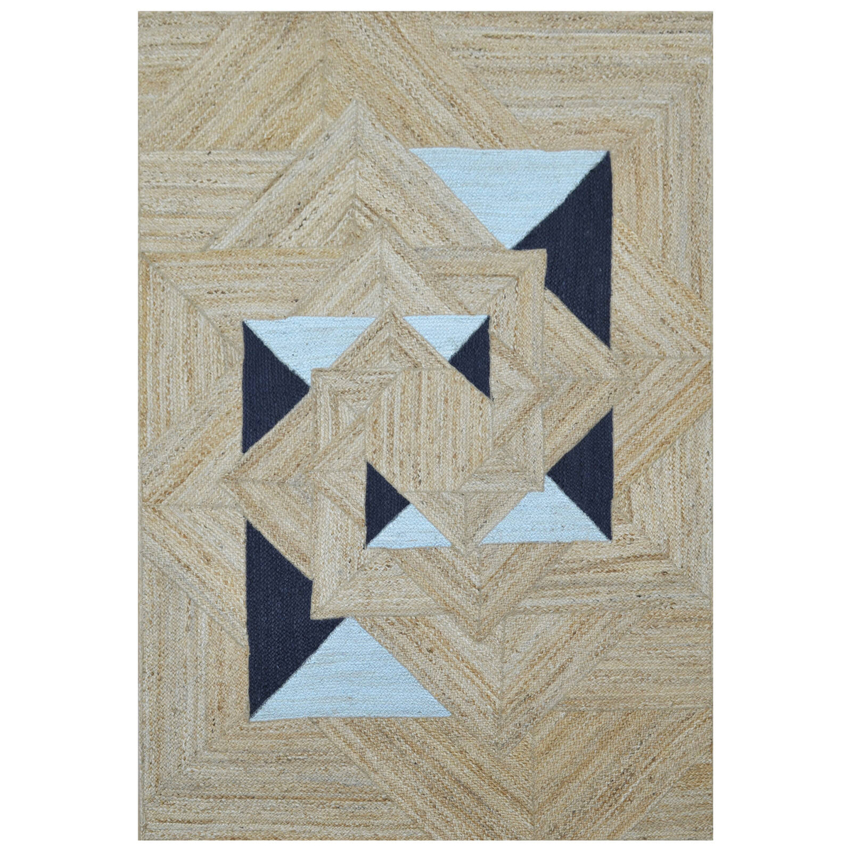 Handwoven Patchwork Jute Rug-1148-Natural-110X160cm - Bunnings Australia