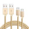 iWill 2 Pack 2m Long Data Transfer Charger Charging Micro USB Cable Cord for Android Phone Device Tablet Braided Gold Nylon Bulk