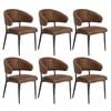 Oikiture 6x PU Leather Dining Chair Kitchen Padded Seat Brown