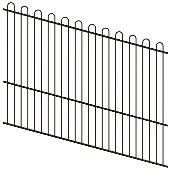 ProtectorAl 1201-2400W x 1800H Satin Black Loop Top Pool Fence Panel Raked Up to 15º - Black