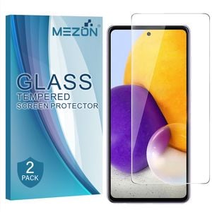 2 Pack MEZON Samsung Galaxy A72 Clear Tempered Glass Screen Protectors