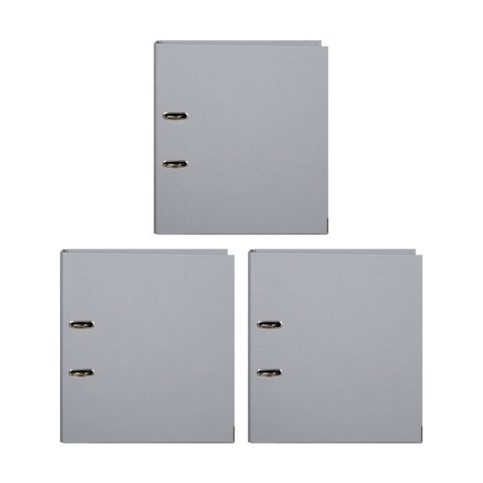 3x Marbig Pe Lever Arch File Folder A4 Document Filing Organiser Holder Grey