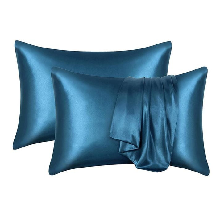 Catzon 2 Pcs Satin Pillowcases with Envelope Closure for Hair and Skin 51X91cm-Paris Blue