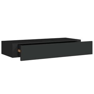 vidaXL Wall-mounted Drawer Shelf Black 60x23.5x10cm
