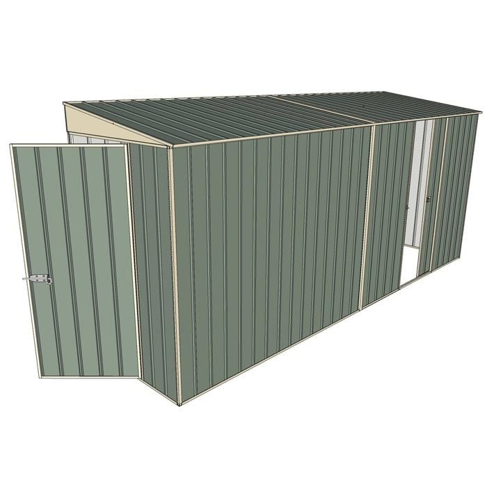 Build-A-Shed 1.2 x 4.5 x 2.0m Tunnel Shed Tunnel Hinged Door with 1 Sliding Side Door - Green