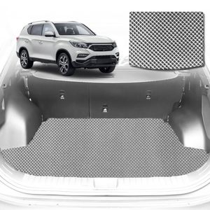 6D Diamond Car Boot Mat for SsangYong Rexton Y290, Y400, Y4502017-Current-(3rd Row folded/5 seater)-Cargo Mat-Grey-Outback GT