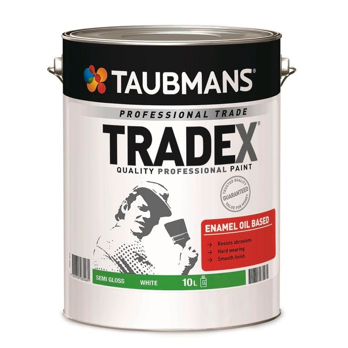 Taubmans 10L White Semi Gloss Enamel Oil Based Tradex Paint