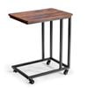 VEVOR C Table Brown and Black with Metal Frame Rolling Casters for Living Room Bedroom Office