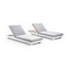Santorini Sun Lounge Set - Round Table White - Textured Olefin Grey